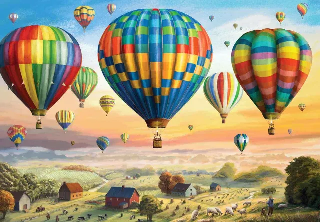 Mosaic Puzzles Balloons Over Countryside puzzle 250 piese rural