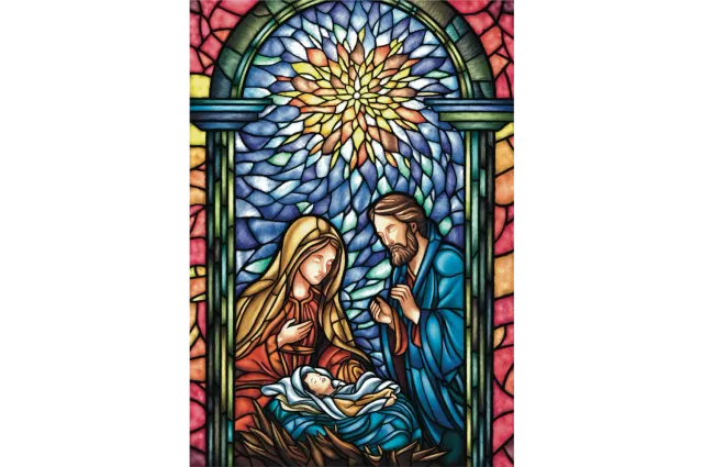 Mosaic Puzzles Stained Glass Nativity puzzle lemn 50 piese