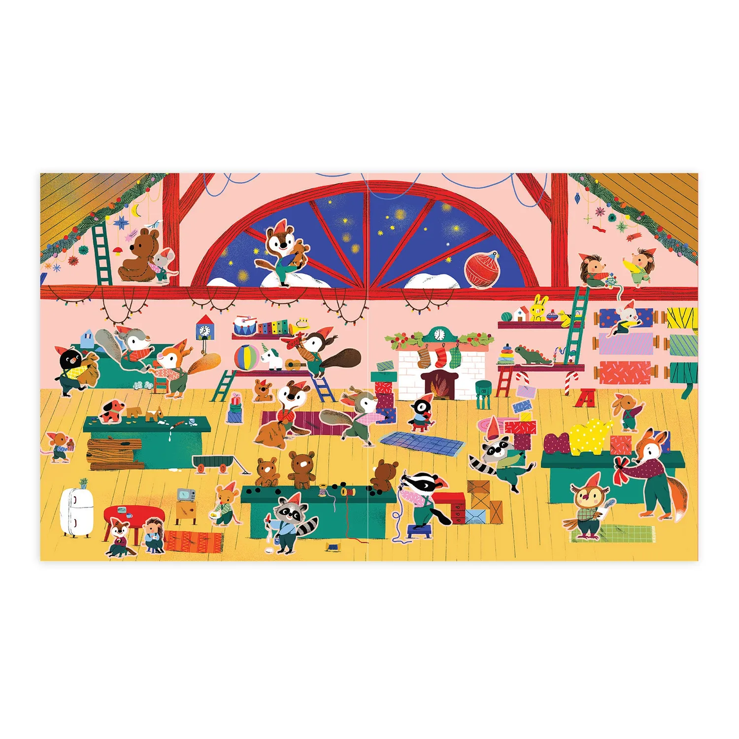 Mudpuppy Christmas Village carte stickere reutilizabile