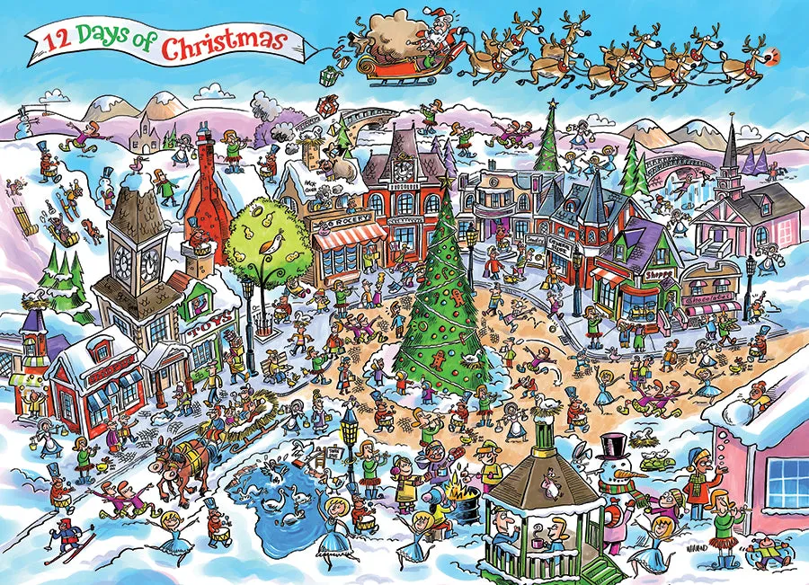 Cobble Hill DoodleTown 12 Days of Christmas puzzle 1000 piese