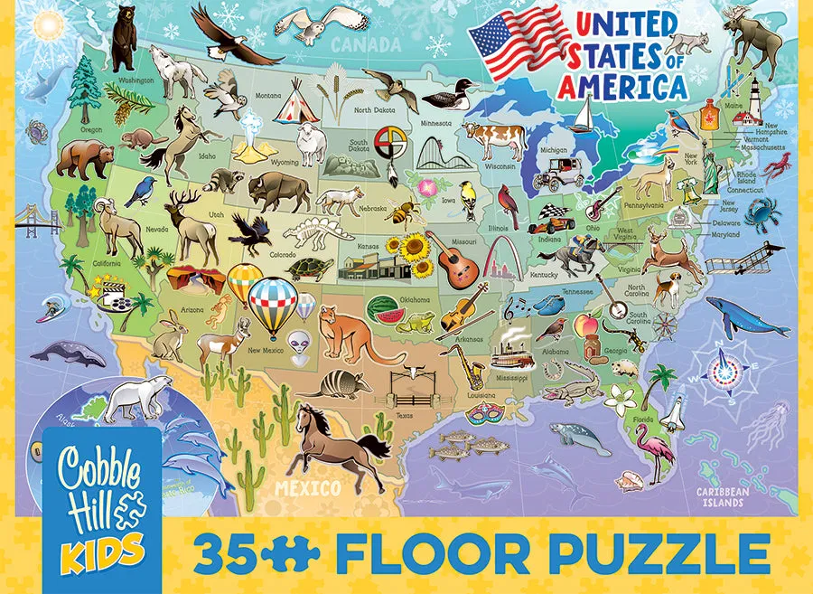 Cobble Hill Map of the USA puzzle podea 35 piese harta