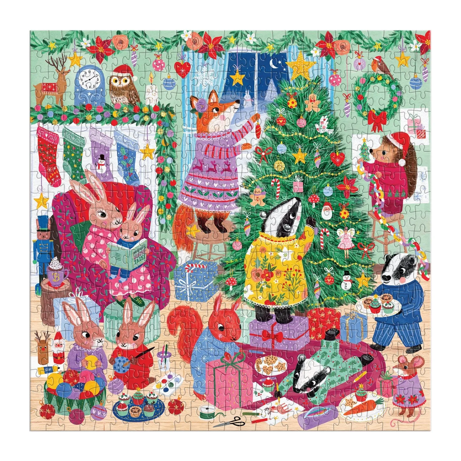Mudpuppy Evergreen Evening puzzle familie 500 piese iarnă