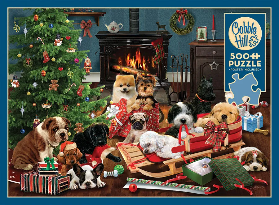 Cobble Hill Christmas Puppies puzzle 500 piese craciun
