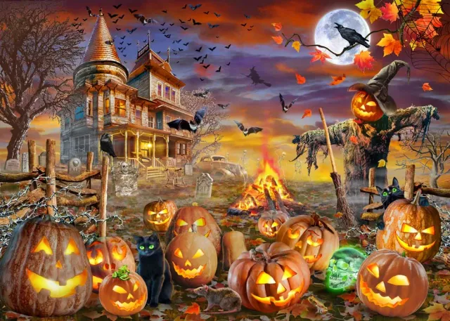 Mosaic Puzzles Spooky Pumpkin puzzle lemn 250 piese halloween