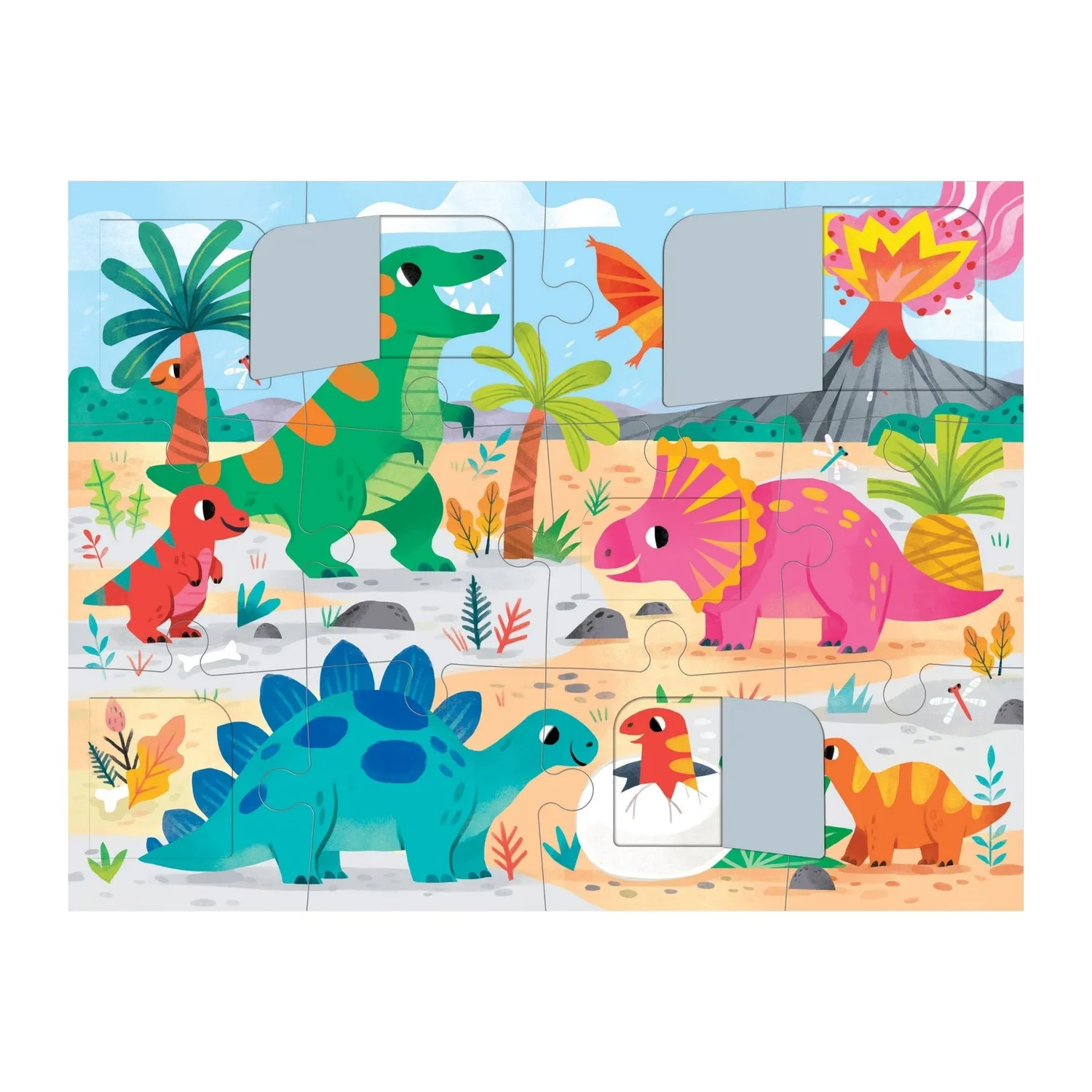 Mudpuppy Dino Park puzzle 12 piese cu clapete