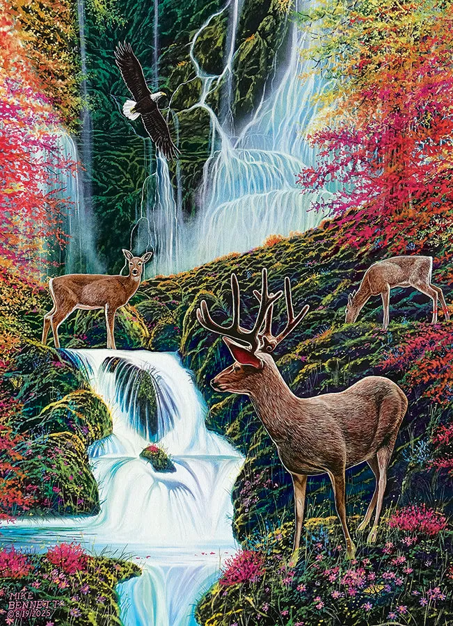 Cobble Hill Mystic Forest puzzle 500 piese cerbi cascada