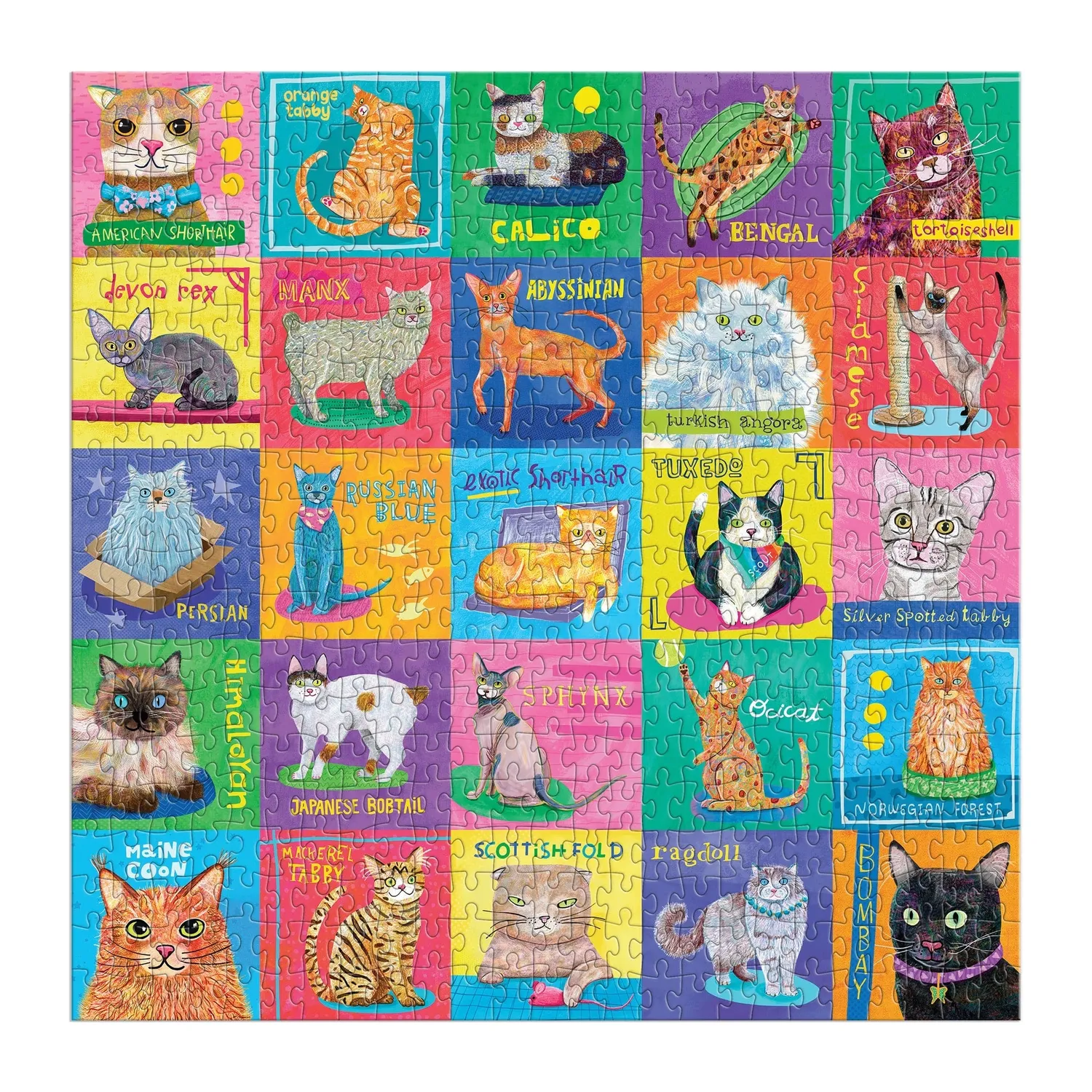 Mudpuppy Purr-fect Portraits 500 puzzle familie cu pisici