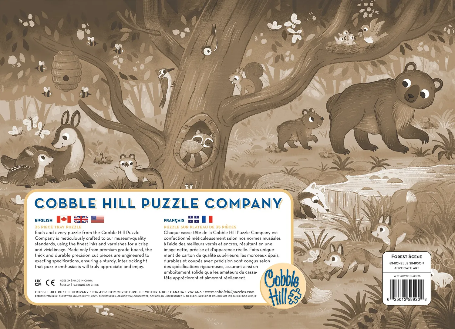 Cobble Hill Forest Scene puzzle tavă 35 piese animale