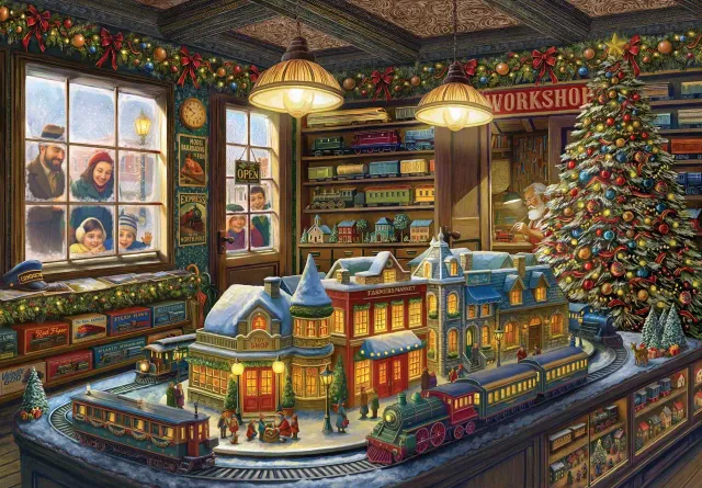 Mosaic Puzzles The Old Model Train Shop puzzle lemn 1000 piese Crăciun