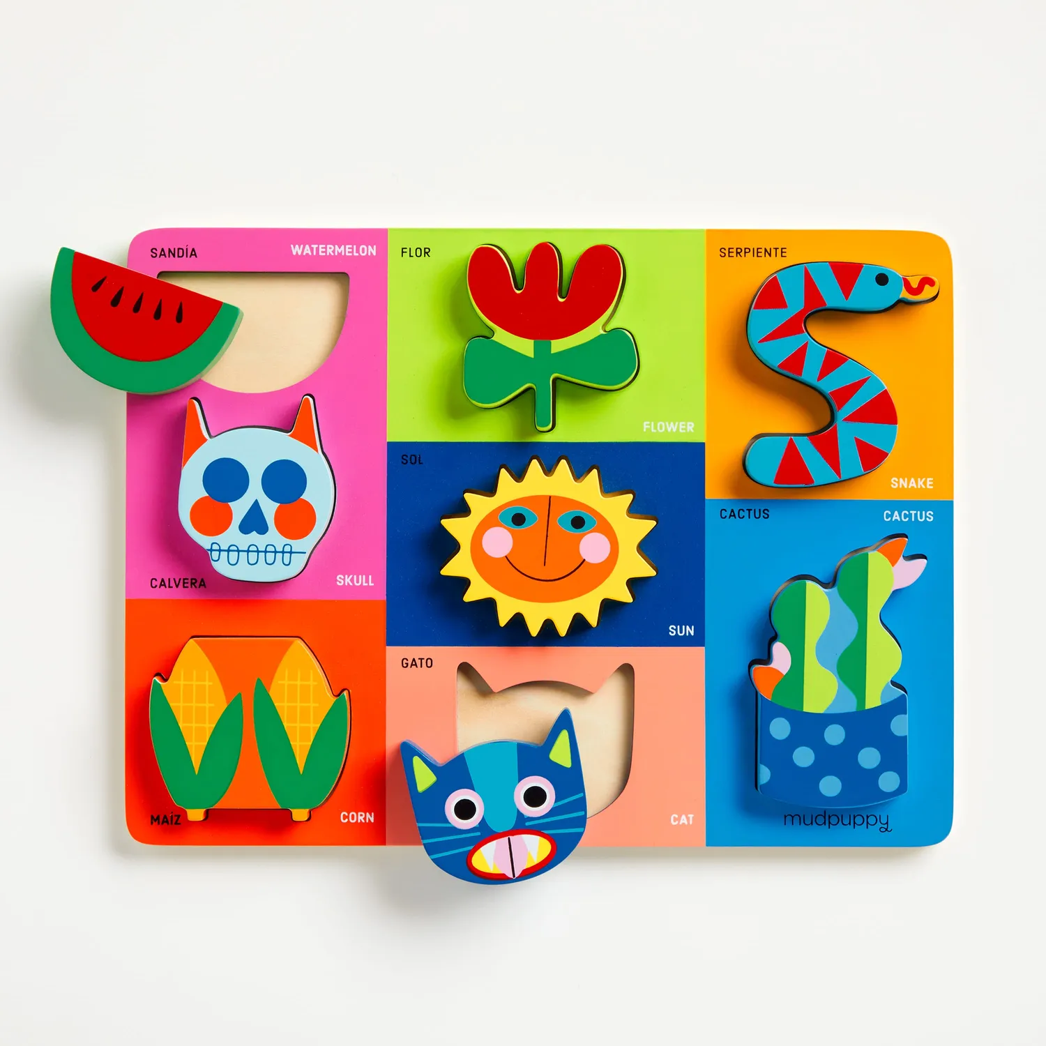 Mudpuppy Mis Amigos puzzle lemn tavă 8 piese