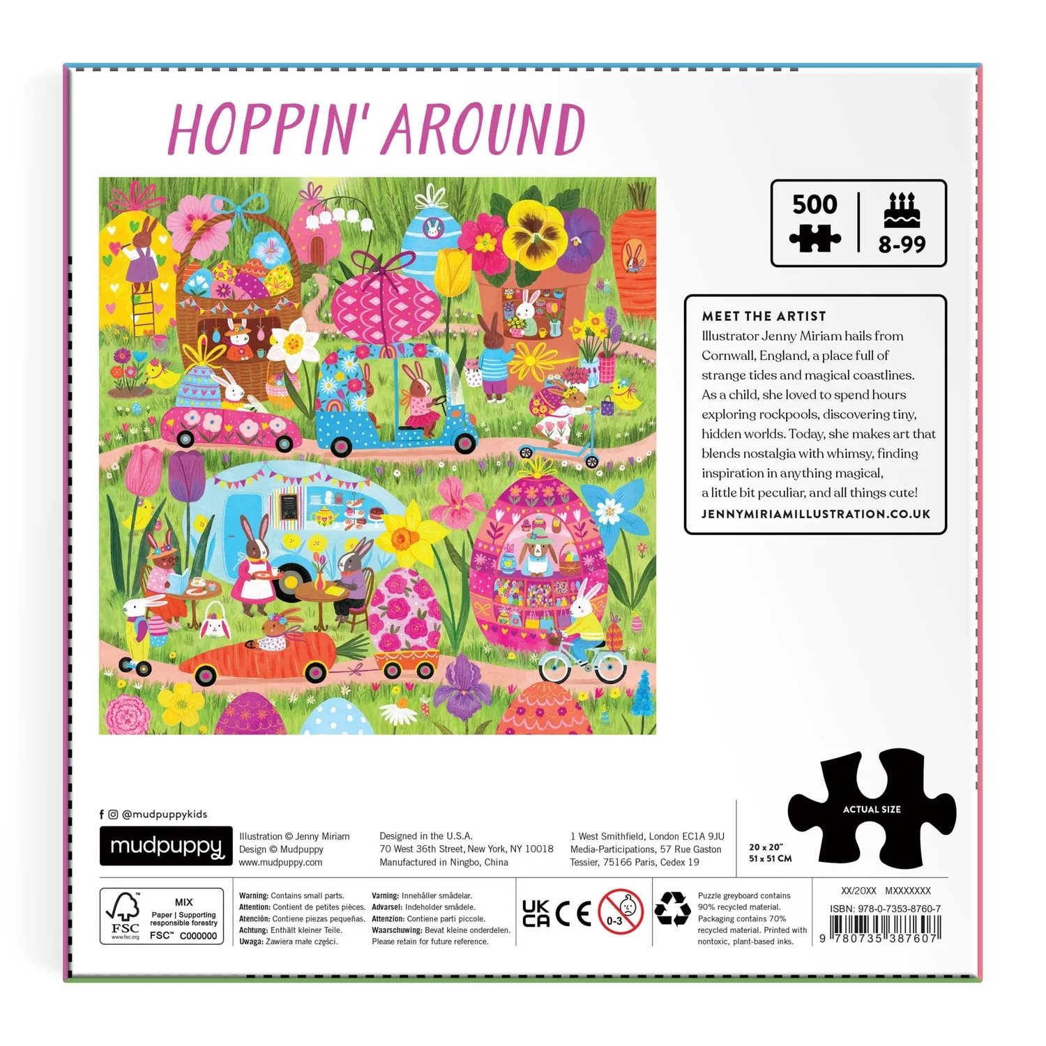 Mudpuppy Hoppin Around 500 puzzle 500 piese iepurasi