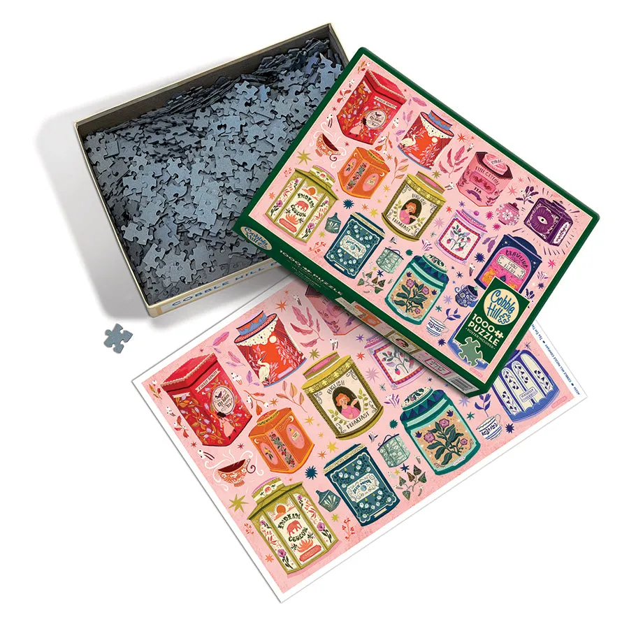Cobble Hill Tea Tin Treasures puzzle 1000 piese colaj vintage