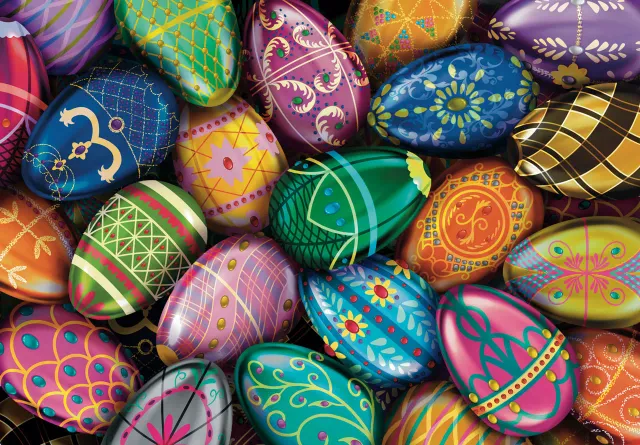 Mosaic Puzzles Royal Egg Hunt puzzle lemn 50 piese oua
