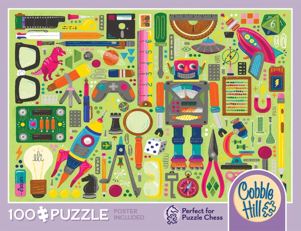 Cobble Hill Nerdy Junk Drawer puzzle 100 piese colaj