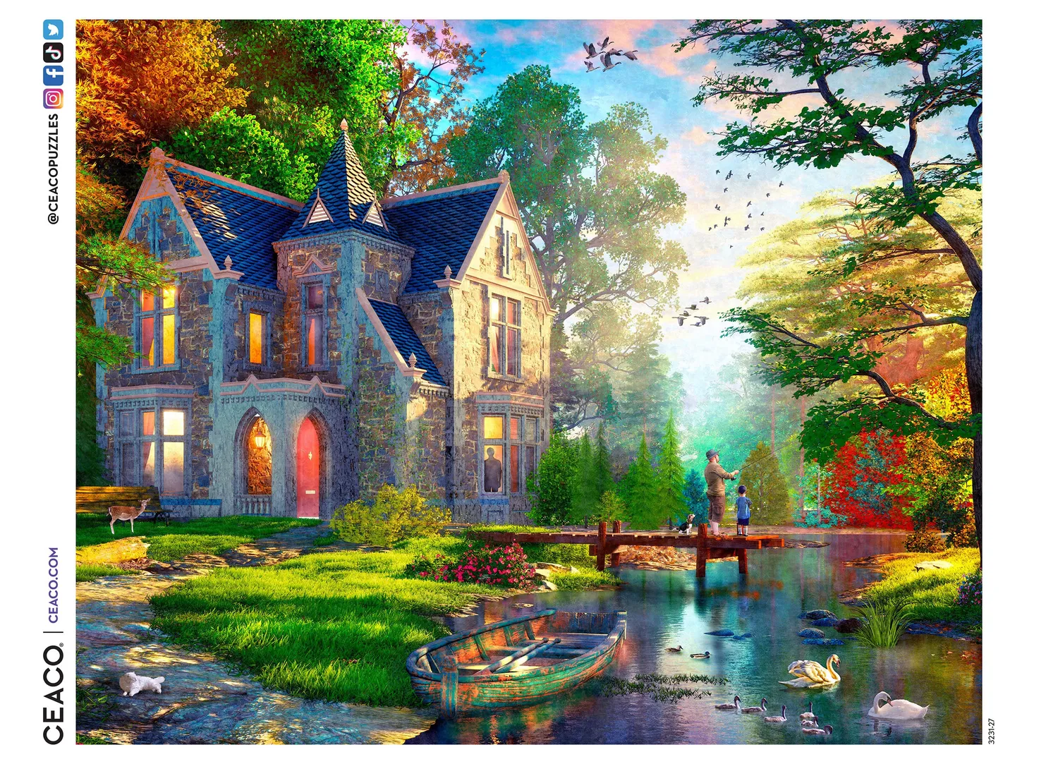 Ceaco EZ 2 Hold Gothic Fishing Lodge puzzle 1000 piese mari pescuit