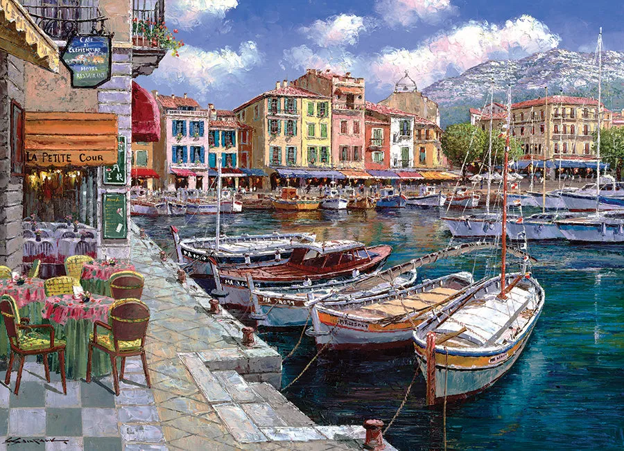 Cobble Hill Cafe in Cassis puzzle 1000 piese port