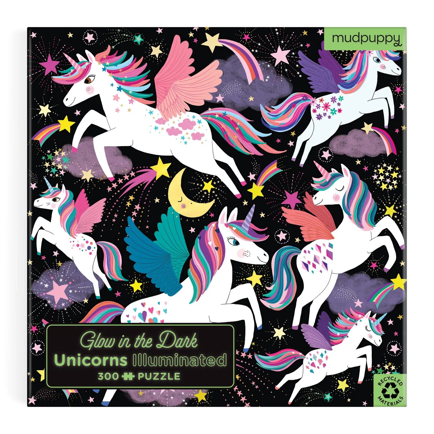 Mudpuppy Unicorns Illuminated puzzle fosforescent 300 piese