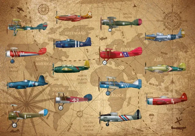 Mosaic Puzzles Aviator's Archive puzzle lemn 50 piese avioane