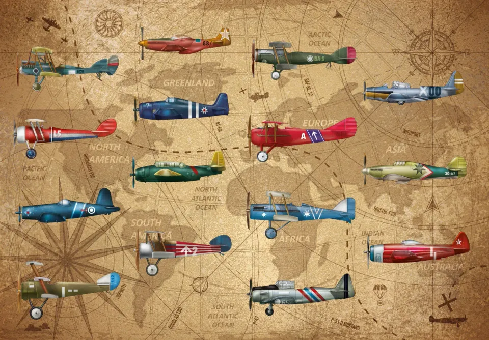 Mosaic Puzzles Aviator's Archive puzzle lemn 50 piese avioane