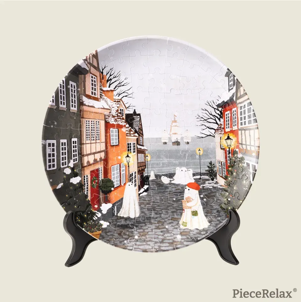 PieceRelax PL1023 puzzle farfurie Harbor's First Snow iarna