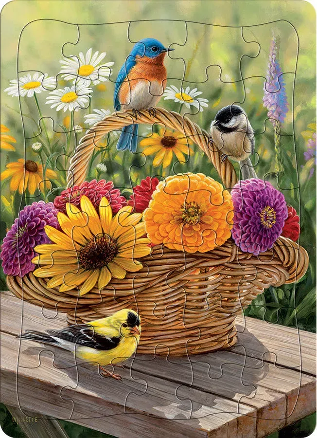 Cobble Hill Bluebird and Bouquet puzzle 35 piese tava flori