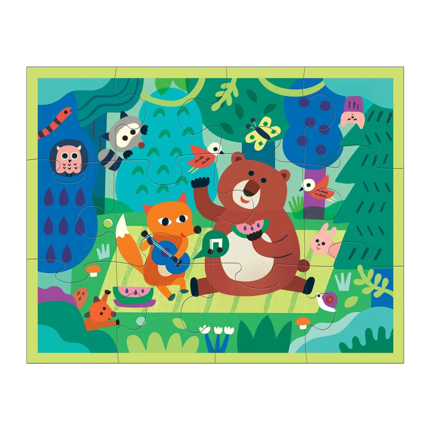 Mudpuppy Woodland Picnic puzzle in saculet 12 piese 36x28 cm