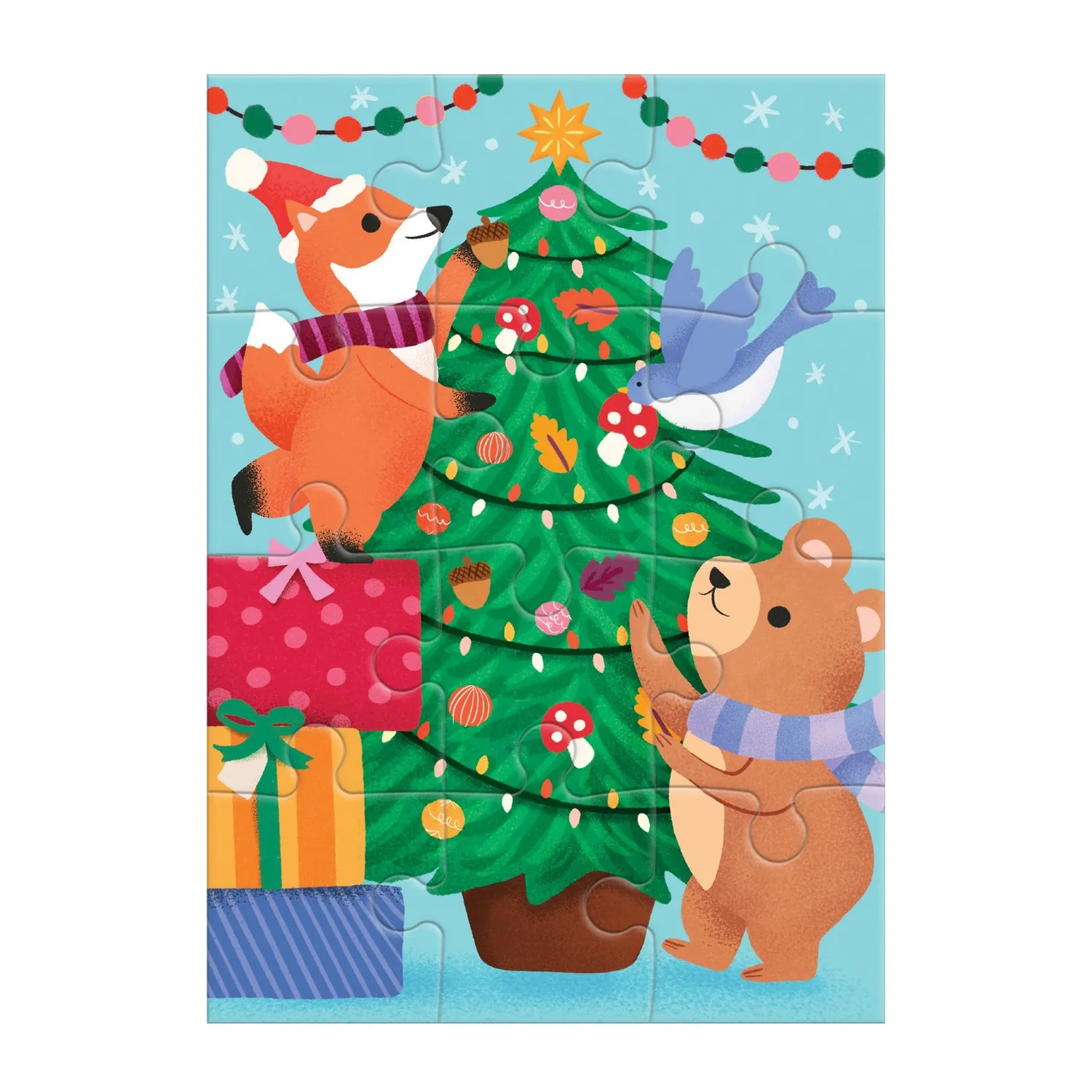 Mudpuppy Christmas Critters felicitare puzzle 12 piese animale