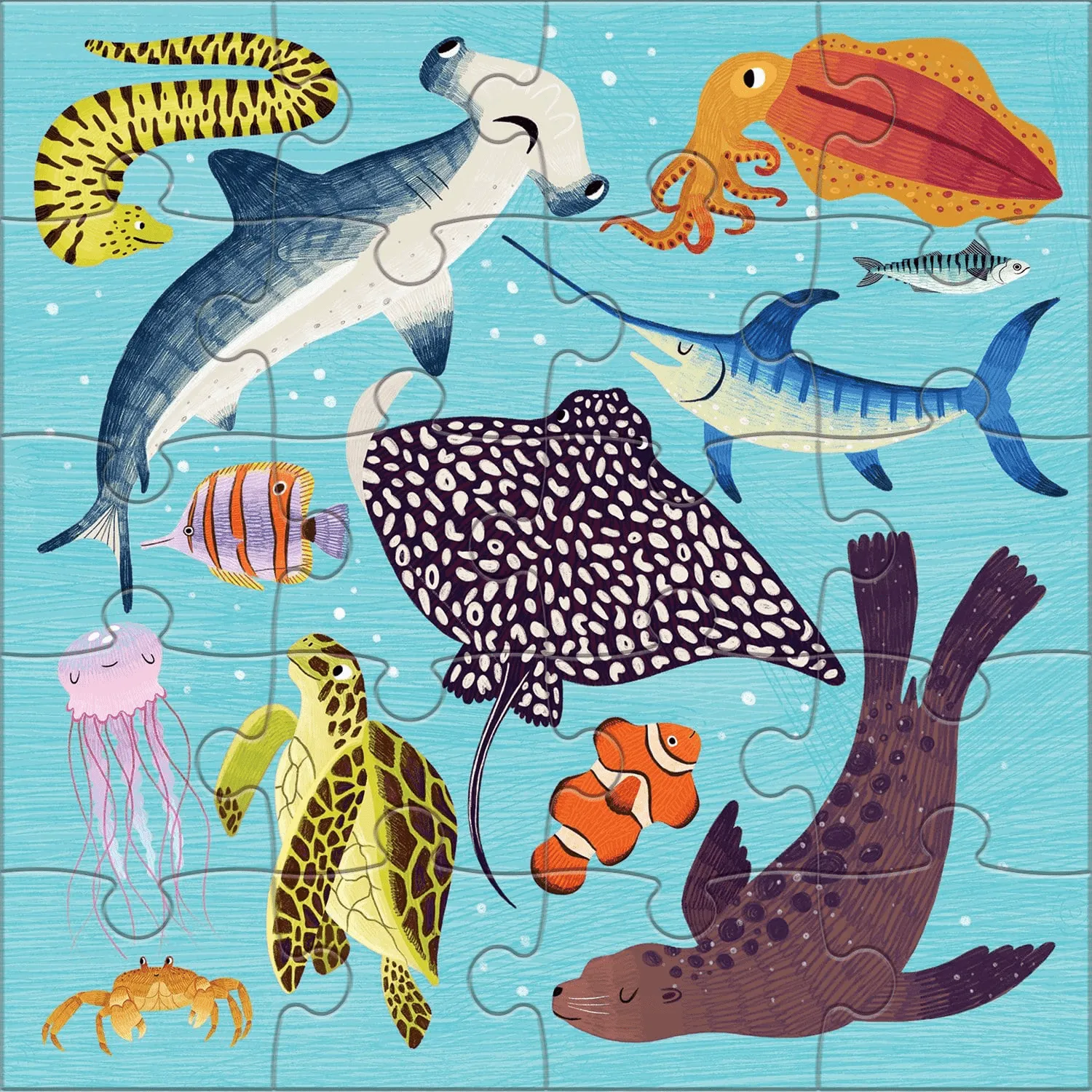Mudpuppy Land Sea Animals puzzle magnetic 2x20 piese animale