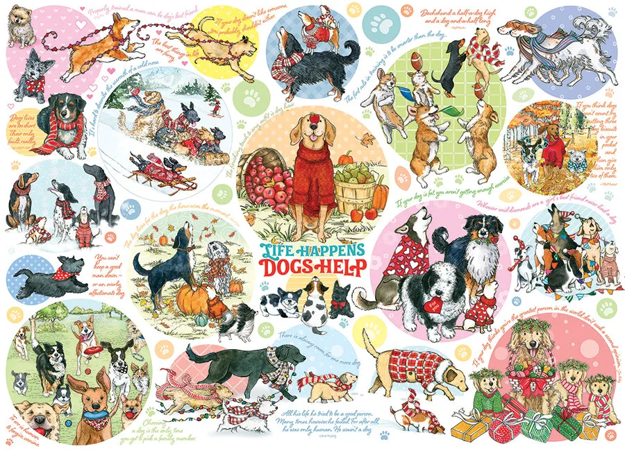 Cobble Hill Dog Thoughts puzzle 1000 piese câini