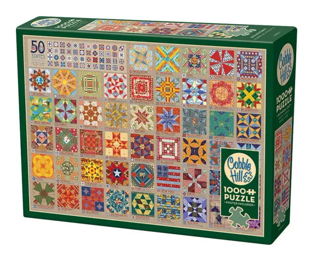 Cobble Hill 50 States Quilt Blocks puzzle 1000 piese SUA