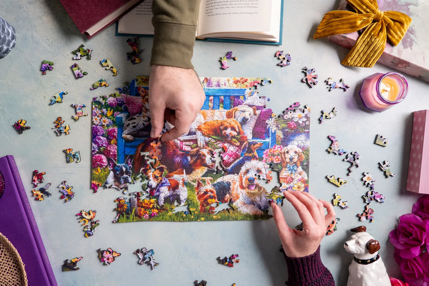 Mosaic Puzzles Joyful Paws puzzle lemn 50 piese copii căței