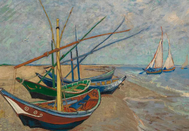 Mosaic Fishing Boats Van Gogh puzzle lemn 250 piese barci