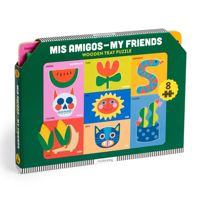 Mudpuppy Mis Amigos puzzle lemn tavă 8 piese