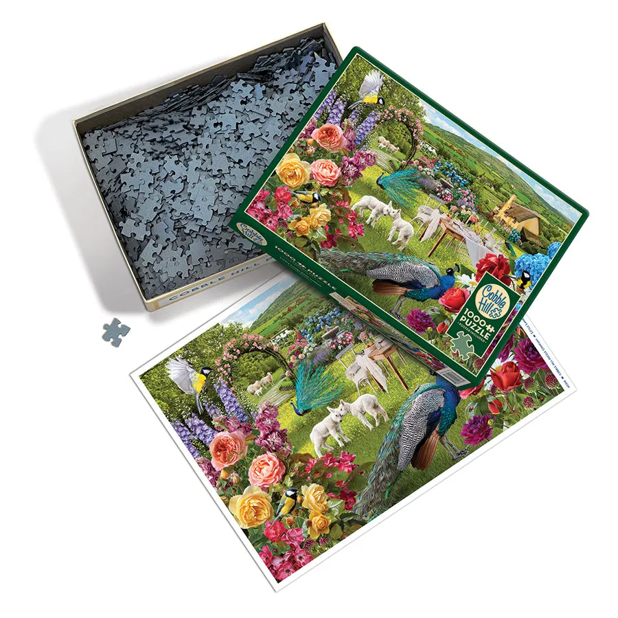 Cobble Hill Little Lambs Rose Garden puzzle 1000 piese