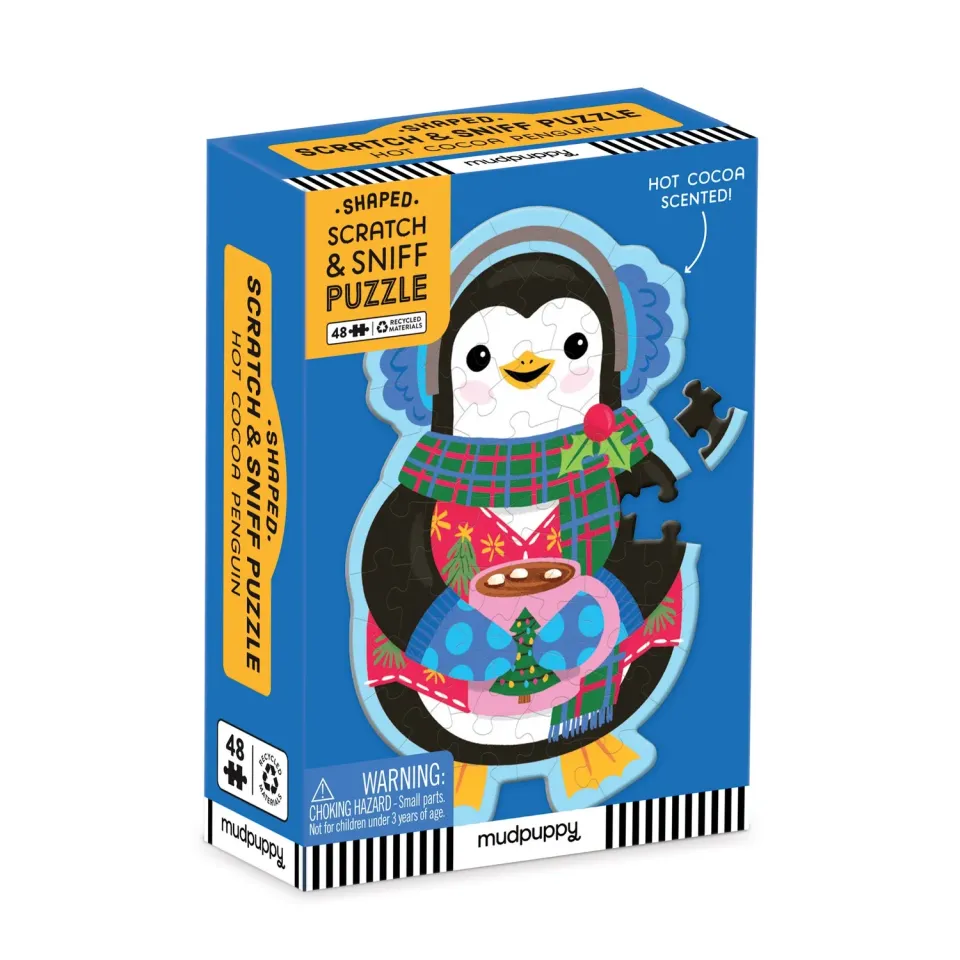 Mudpuppy Hot Cocoa Penguin puzzle 48 piese cacao