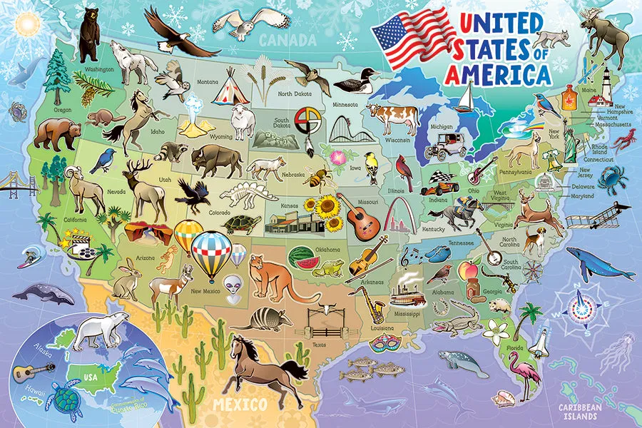 Cobble Hill Map of the USA puzzle podea 35 piese harta