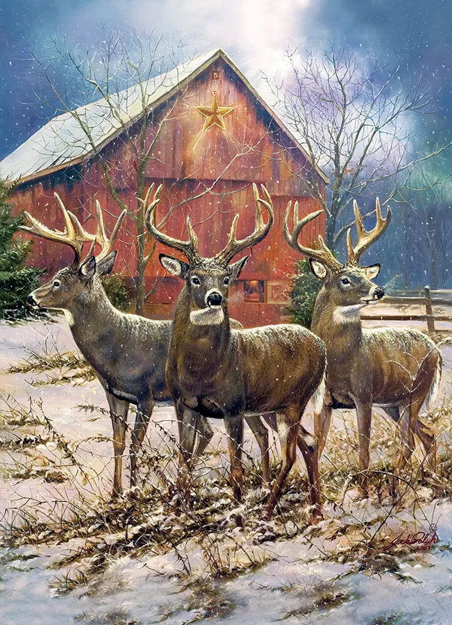 Cobble Hill Three Kings puzzle 1000 piese iarna cerbi