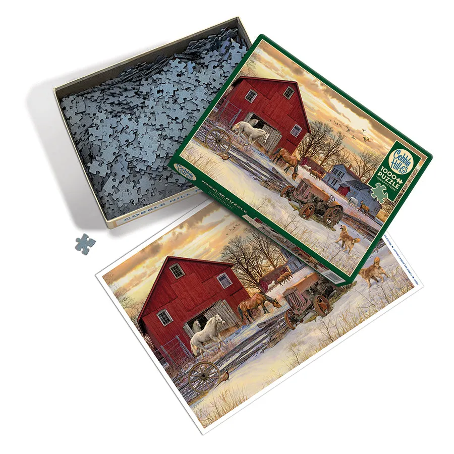 Cobble Hill Winter on the Farm puzzle 1000 piese ferma