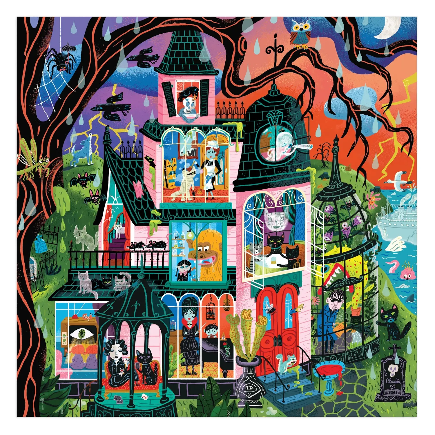 Mudpuppy Monster Mansion 500 puzzle familie halloween