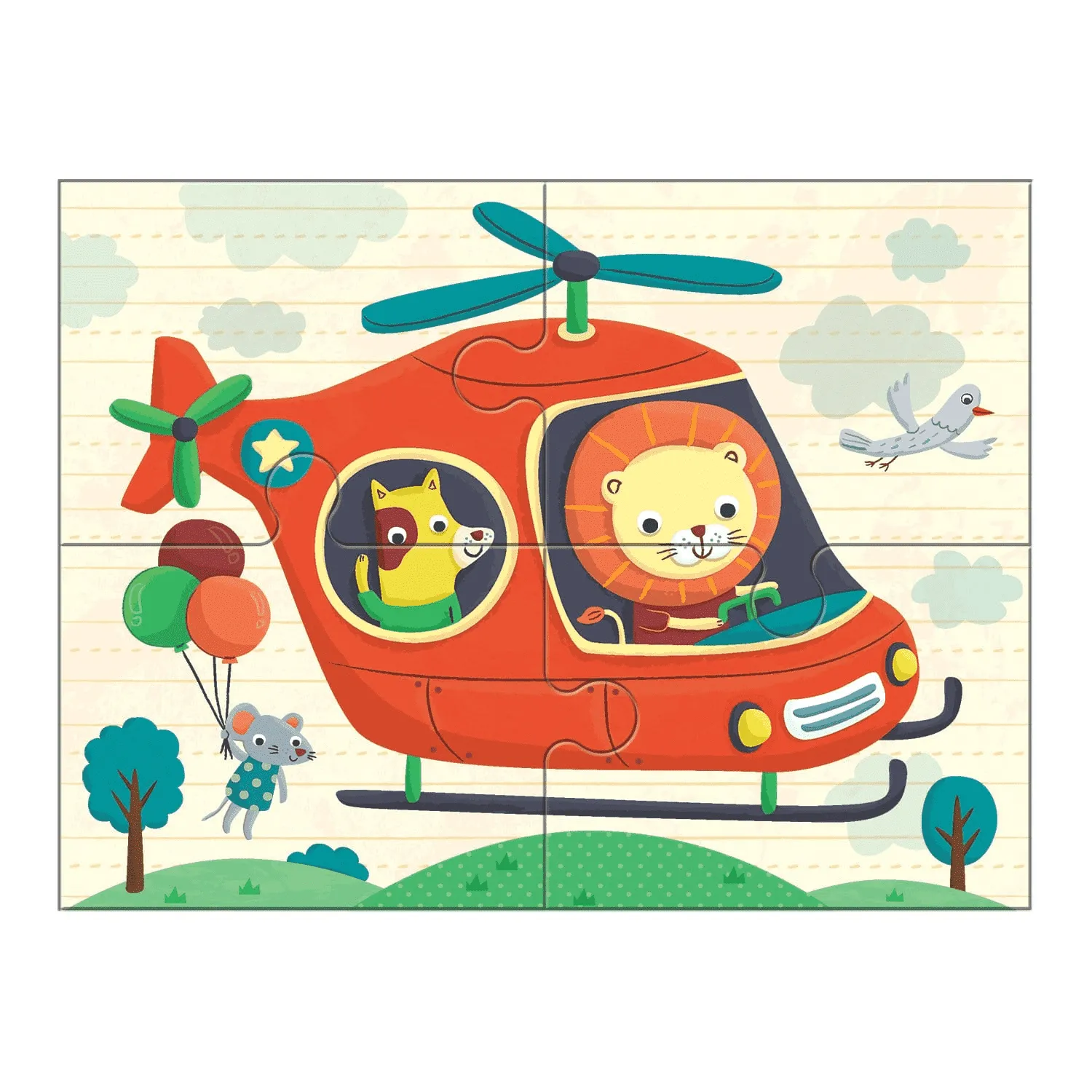 Mudpuppy Transportation 4-in-a-Box puzzle copii 4-12 piese