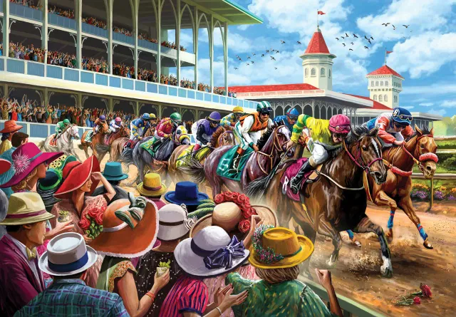 Mosaic Puzzles Derby Final Turn puzzle lemn 500 piese cai