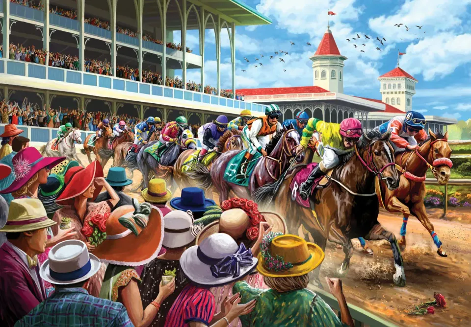 Mosaic Puzzles Derby Final Turn puzzle lemn 500 piese cai