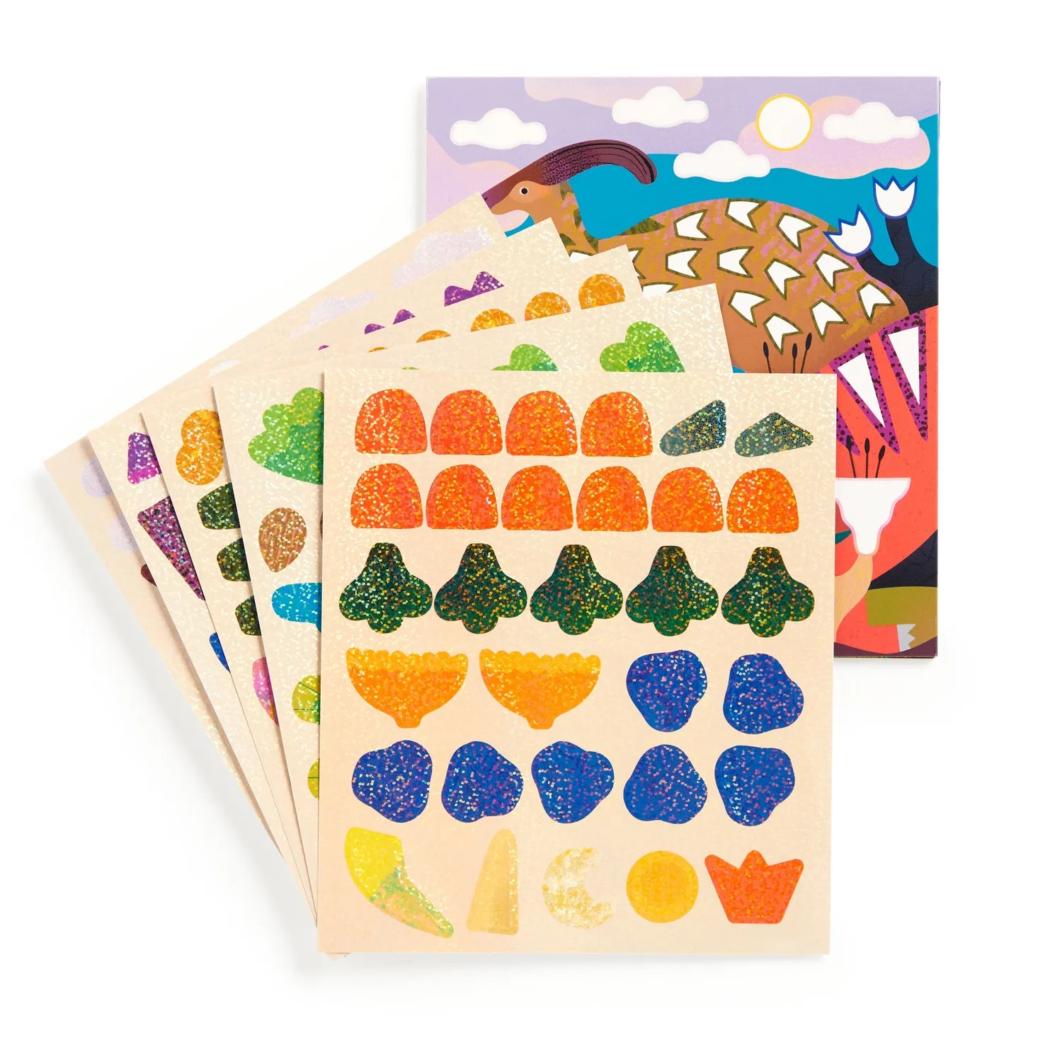 Mudpuppy Dinosaur Land poster cu 200 stickere sclipici