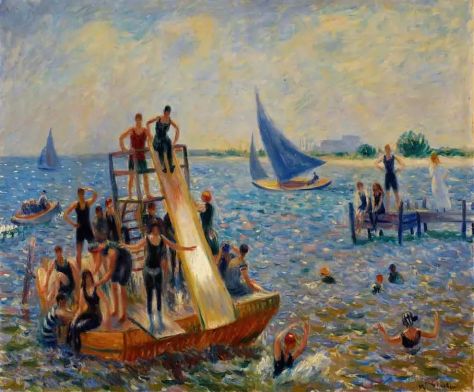Mosaic Puzzles The Raft by William Glackens puzzle 500 piese plajă