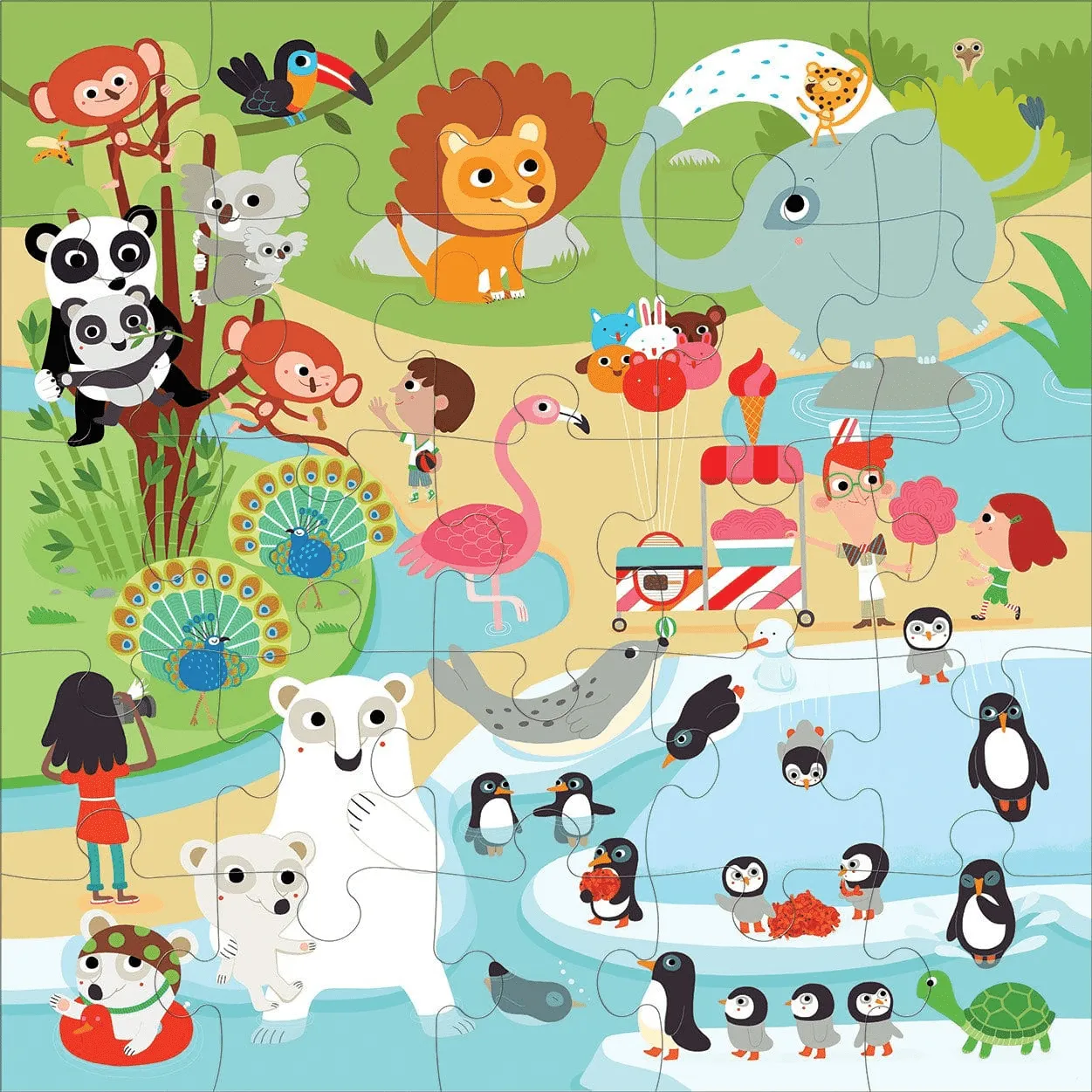 Mudpuppy At the Zoo puzzle podea 25 piese mari 56x56 cm