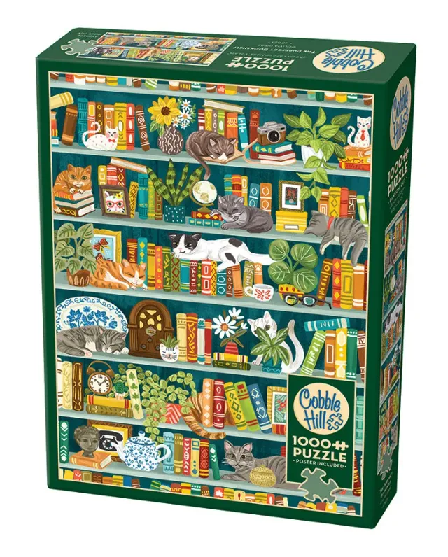 Cobble Hill Purrfect Bookshelf puzzle 1000 piese pisici