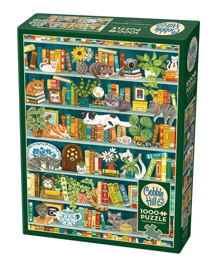 Cobble Hill Purrfect Bookshelf puzzle 1000 piese pisici