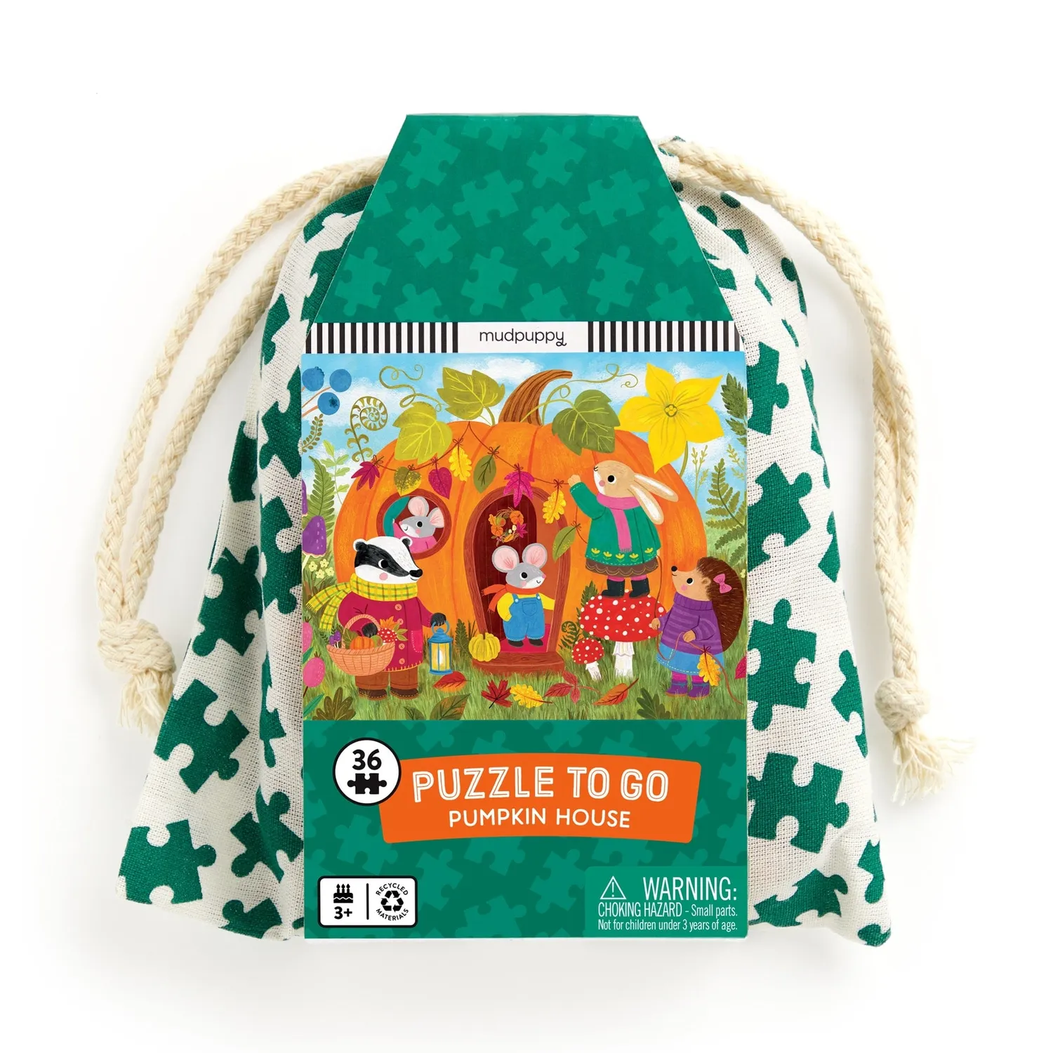 Mudpuppy Pumpkin House puzzle 36 piese cu săculeț