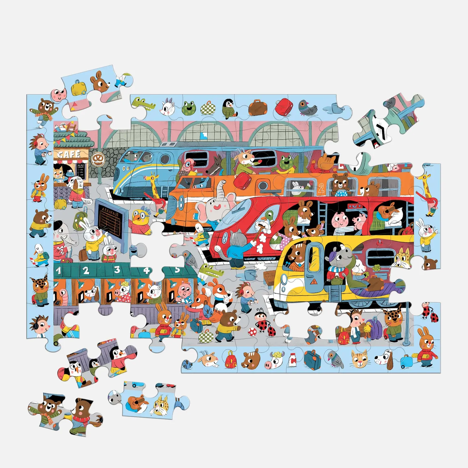 Mudpuppy All Aboard Train Station puzzle 64 piese gara