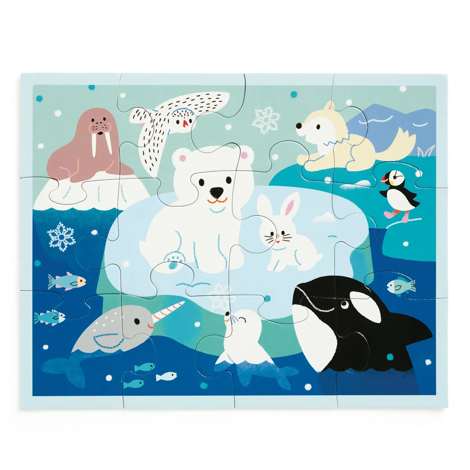 Mudpuppy Arctic Friends puzzle 12 piese pouch